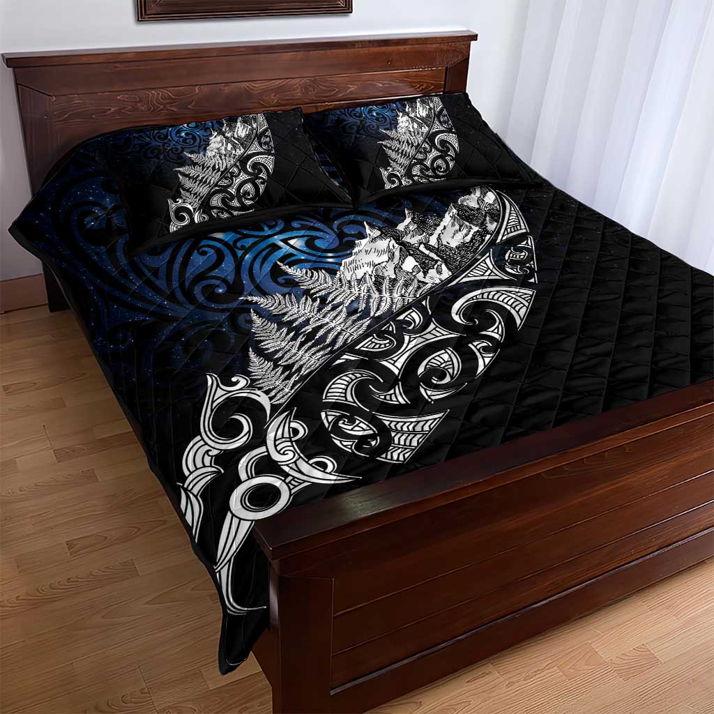 Maori Matariki Quilt Bed Set Landscape Styled Fern - Galaxy