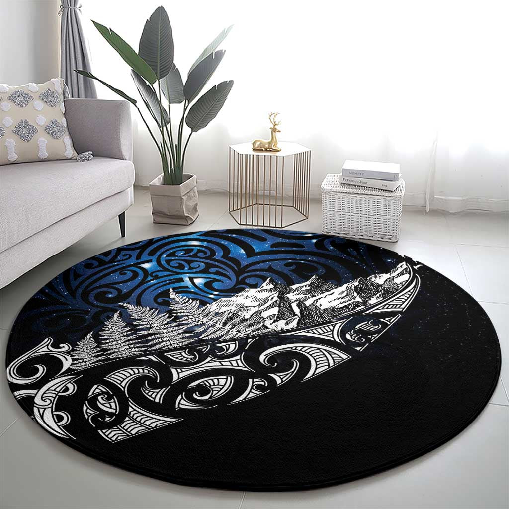 Maori Matariki Round Carpet Landscape Styled Fern - Galaxy