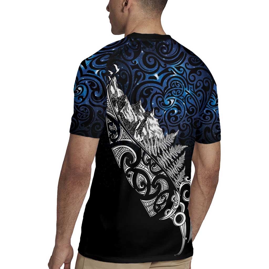 Maori Matariki Rugby Jersey Landscape Styled Fern - Galaxy