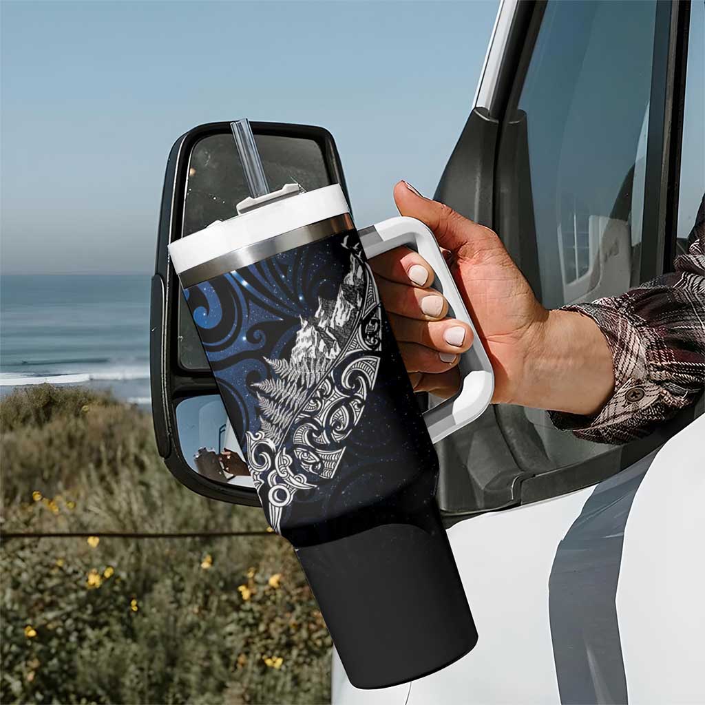 Maori Matariki Tumbler With Handle Landscape Styled Fern - Galaxy