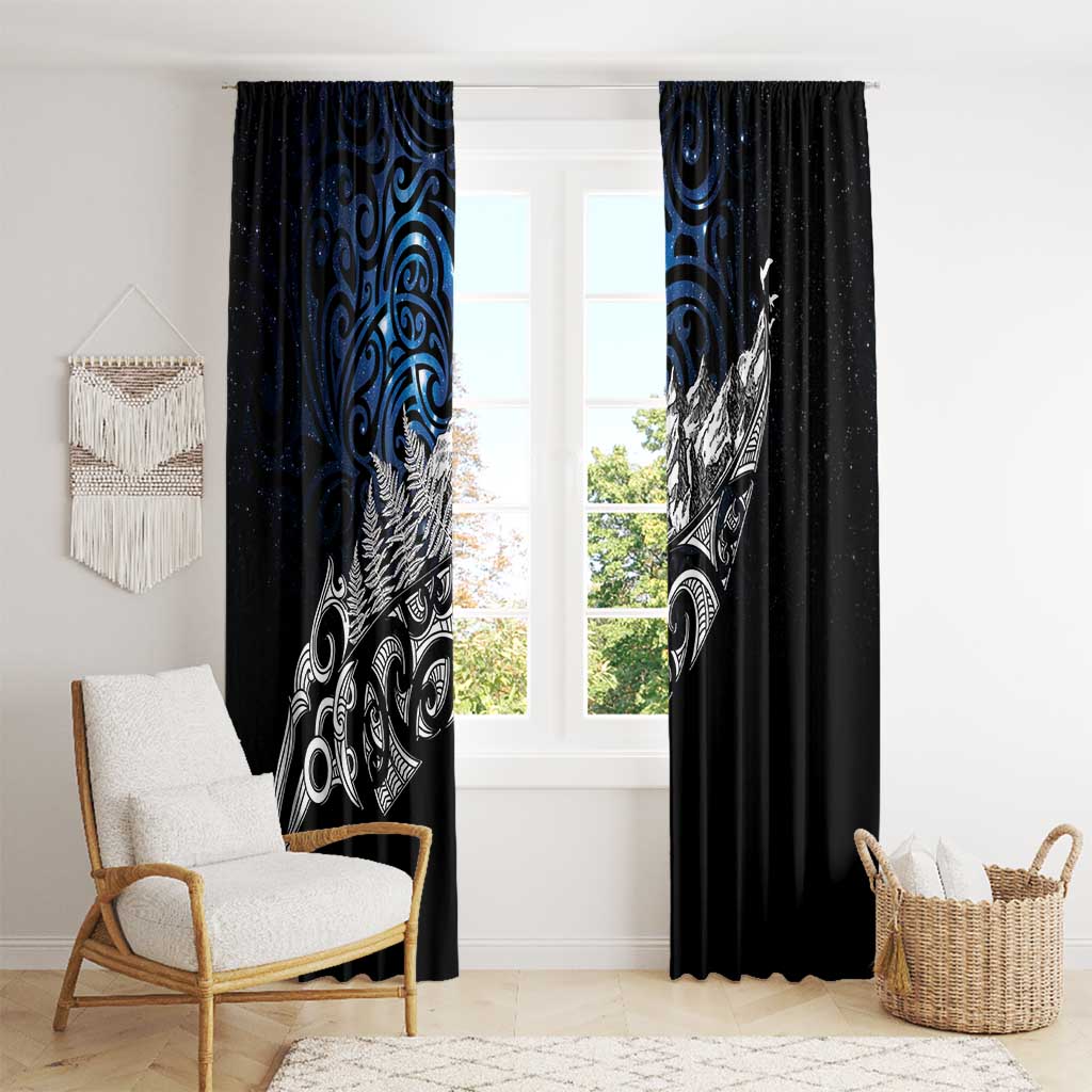 Maori Matariki Window Curtain Landscape Styled Fern - Galaxy