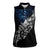 Maori Matariki Women Sleeveless Polo Shirt Landscape Styled Fern - Galaxy