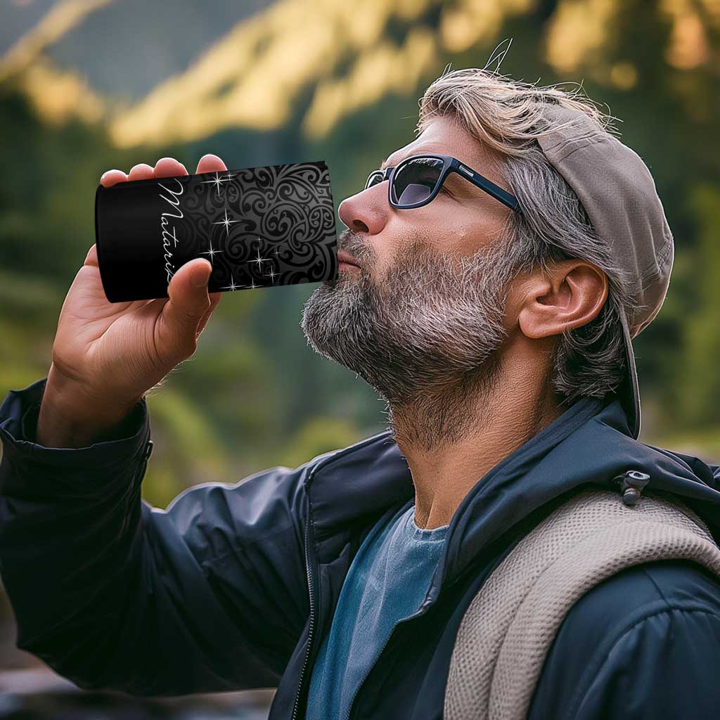 Maori Matariki 4 in 1 Can Cooler Tumbler Landscape Styled Fern - Monochrome