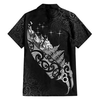 Maori Matariki Family Matching Off Shoulder Maxi Dress and Hawaiian Shirt Landscape Styled Fern - Monochrome LT7 - Polynesian Pride