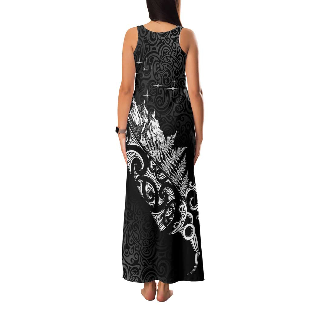 Maori Matariki Family Matching Tank Maxi Dress and Hawaiian Shirt Landscape Styled Fern - Monochrome LT7 - Polynesian Pride