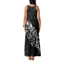 Maori Matariki Family Matching Tank Maxi Dress and Hawaiian Shirt Landscape Styled Fern - Monochrome LT7 - Polynesian Pride