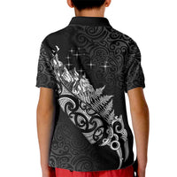 Maori Matariki Kid Polo Shirt Landscape Styled Fern - Monochrome