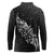 Maori Matariki Long Sleeve Polo Shirt Landscape Styled Fern - Monochrome