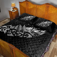 Maori Matariki Quilt Bed Set Landscape Styled Fern - Monochrome