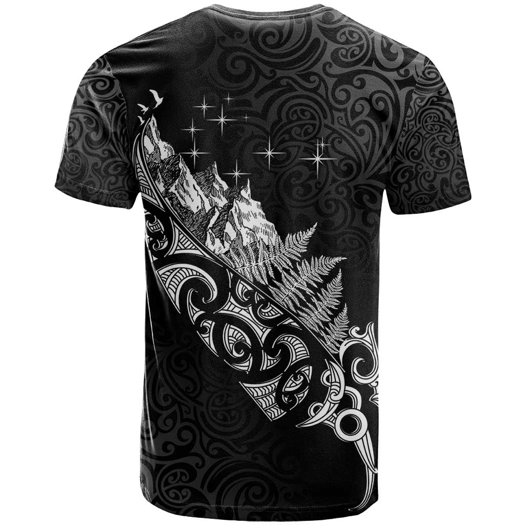 Maori Matariki T Shirt Landscape Styled Fern - Monochrome