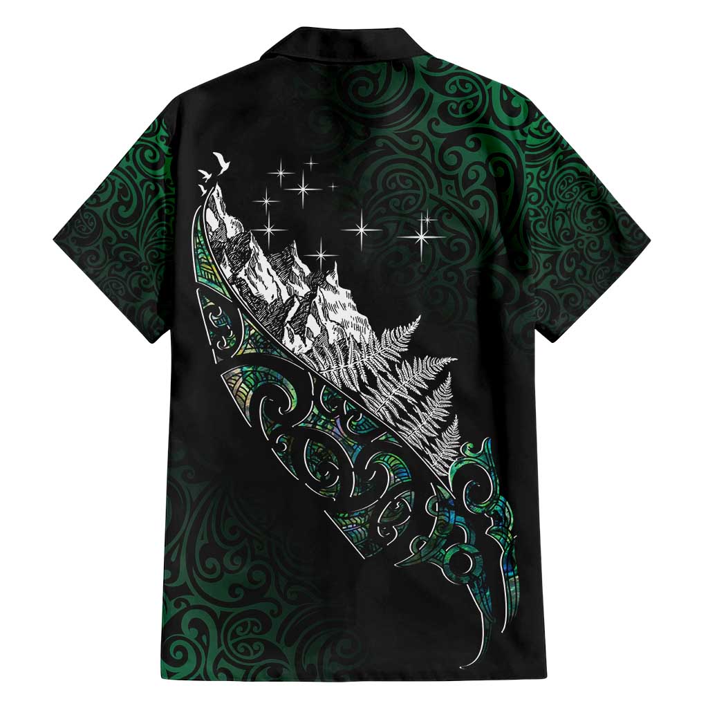 Maori Matariki Family Matching Long Sleeve Bodycon Dress and Hawaiian Shirt Landscape Styled Fern - Paua Shell LT7 - Polynesian Pride