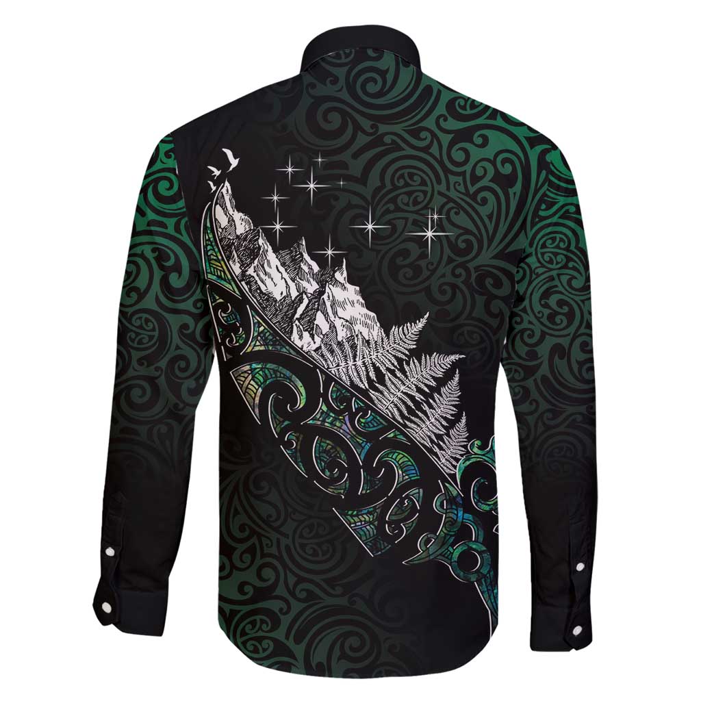Maori Matariki Family Matching Mermaid Dress and Hawaiian Shirt Landscape Styled Fern - Paua Shell LT7 - Polynesian Pride