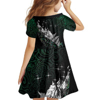 Maori Matariki Family Matching Off Shoulder Maxi Dress and Hawaiian Shirt Landscape Styled Fern - Paua Shell LT7 - Polynesian Pride