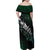 Maori Matariki Family Matching Off Shoulder Maxi Dress and Hawaiian Shirt Landscape Styled Fern - Paua Shell