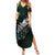 Maori Matariki Family Matching Summer Maxi Dress and Hawaiian Shirt Landscape Styled Fern - Paua Shell