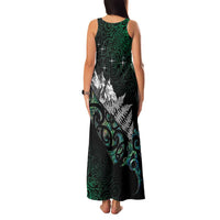 Maori Matariki Family Matching Tank Maxi Dress and Hawaiian Shirt Landscape Styled Fern - Paua Shell LT7 - Polynesian Pride