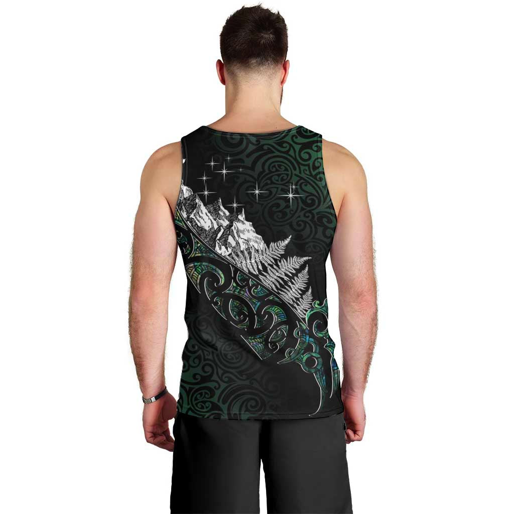 Maori Matariki Men Tank Top Landscape Styled Fern - Paua Shell