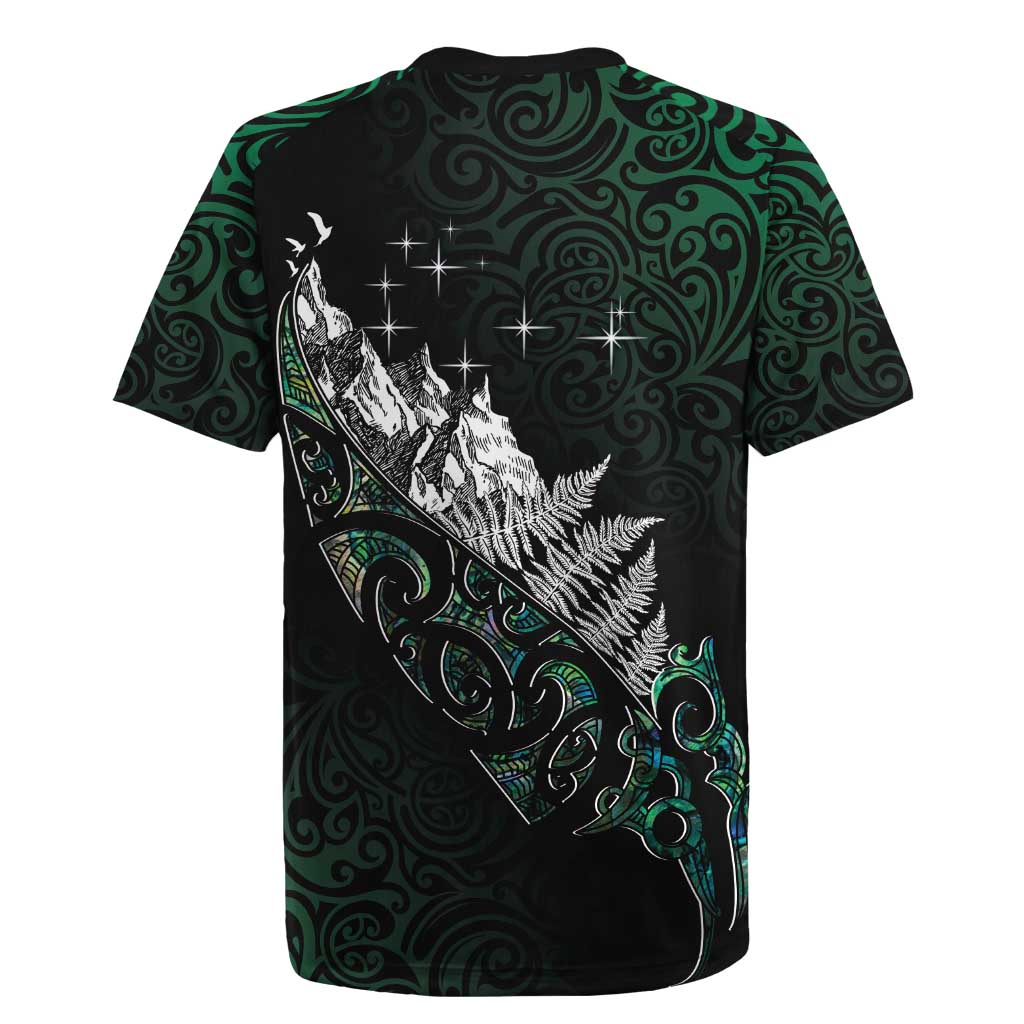 Maori Matariki Rugby Jersey Landscape Styled Fern - Paua Shell