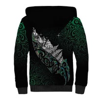Maori Matariki Sherpa Hoodie Landscape Styled Fern - Paua Shell