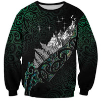 Maori Matariki Sweatshirt Landscape Styled Fern - Paua Shell