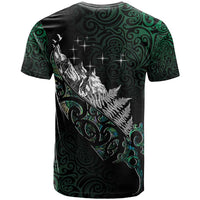 Maori Matariki T Shirt Landscape Styled Fern - Paua Shell