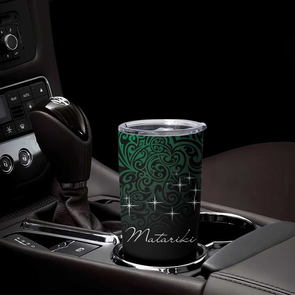 Maori Matariki Tumbler Cup Landscape Styled Fern - Paua Shell
