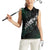 Maori Matariki Women Sleeveless Polo Shirt Landscape Styled Fern - Paua Shell
