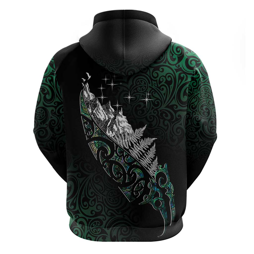Maori Matariki Zip Hoodie Landscape Styled Fern - Paua Shell