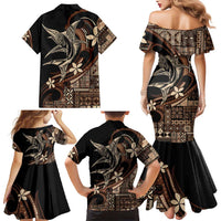 Samoa Manuia le Aso Tuto'atasi Family Matching Mermaid Dress and Hawaiian Shirt Siapo Mamanu Mix Tatau Marlin LT7 - Polynesian Pride