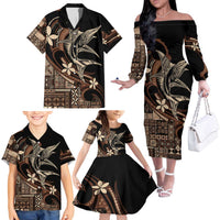 Samoa Manuia le Aso Tuto'atasi Family Matching Off The Shoulder Long Sleeve Dress and Hawaiian Shirt Siapo Mamanu Mix Tatau Marlin LT7 - Polynesian Pride