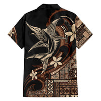 Samoa Manuia le Aso Tuto'atasi Family Matching Off Shoulder Short Dress and Hawaiian Shirt Siapo Mamanu Mix Tatau Marlin LT7 - Polynesian Pride