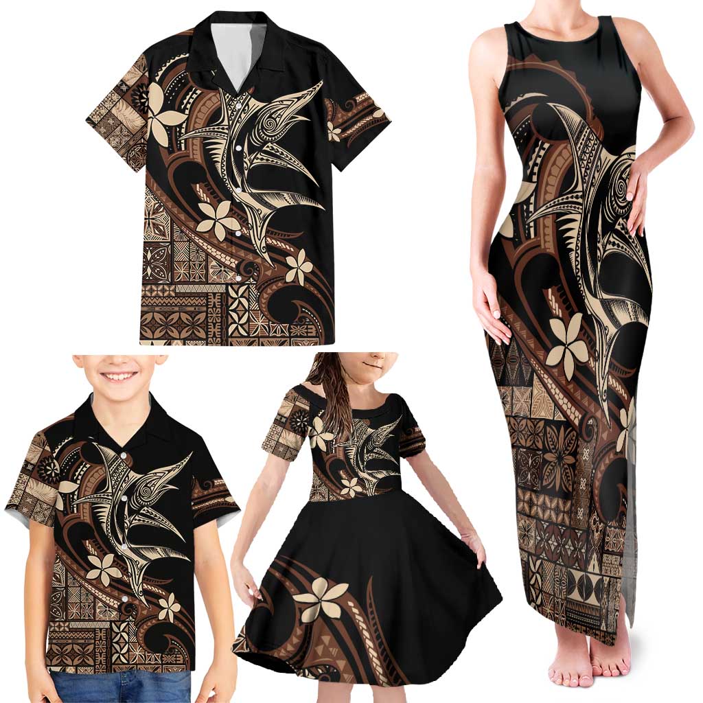 Samoa Manuia le Aso Tuto'atasi Family Matching Tank Maxi Dress and Hawaiian Shirt Siapo Mamanu Mix Tatau Marlin LT7 - Polynesian Pride