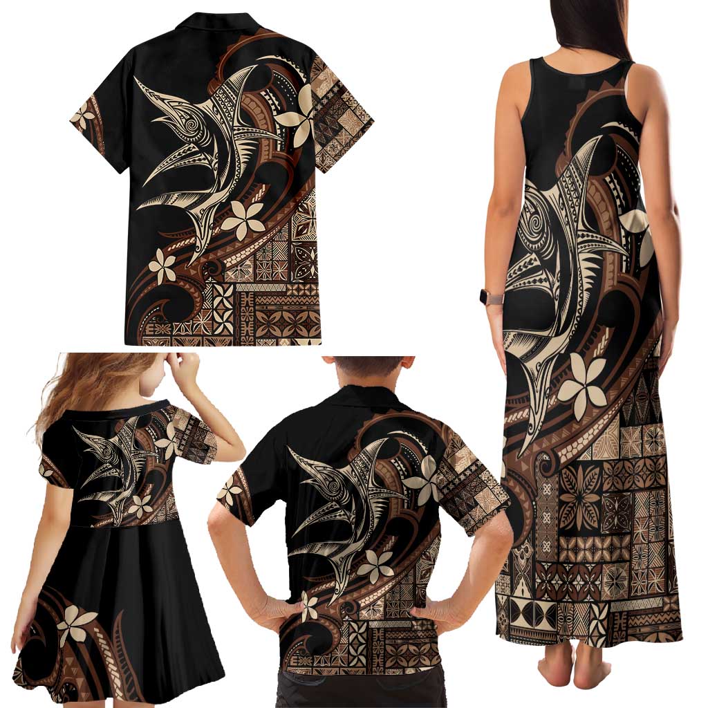 Samoa Manuia le Aso Tuto'atasi Family Matching Tank Maxi Dress and Hawaiian Shirt Siapo Mamanu Mix Tatau Marlin LT7 - Polynesian Pride
