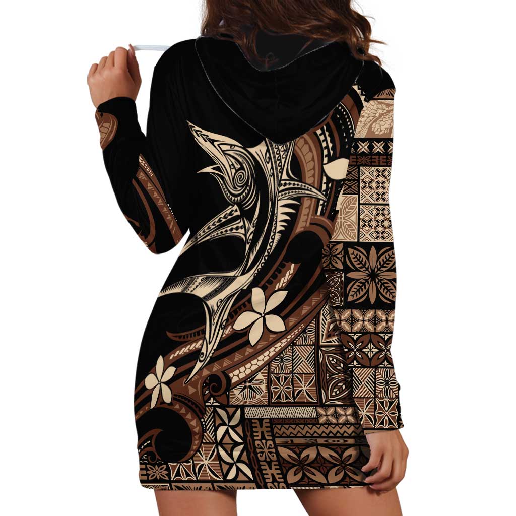 Samoa Manuia le Aso Tuto'atasi Hoodie Dress Siapo Mamanu Mix Tatau Marlin