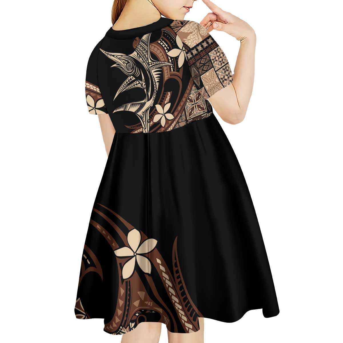 Samoa Manuia le Aso Tuto'atasi Kid Short Sleeve Dress Siapo Mamanu Mix Tatau Marlin