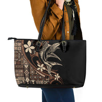 Samoa Manuia le Aso Tuto'atasi Leather Tote Bag Siapo Mamanu Mix Tatau Marlin