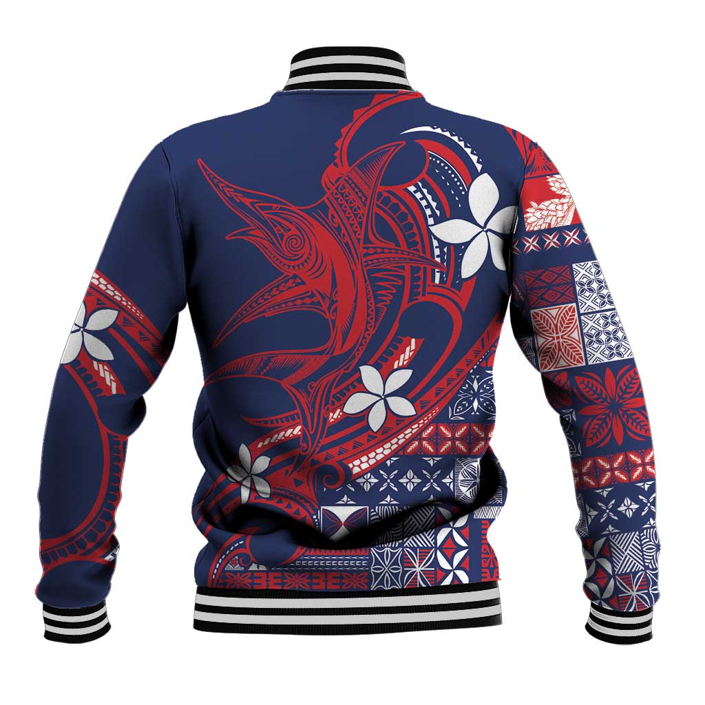 Samoa Manuia le Aso Tuto'atasi Baseball Jacket Siapo Mamanu Mix Tatau Marlin - Flag Color
