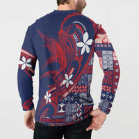 Samoa Manuia le Aso Tuto'atasi Button Sweatshirt Siapo Mamanu Mix Tatau Marlin - Flag Color