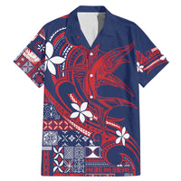 Samoa Manuia le Aso Tuto'atasi Family Matching Mermaid Dress and Hawaiian Shirt Siapo Mamanu Mix Tatau Marlin - Flag Color LT7 Dad's Shirt - Short Sleeve Blue - Polynesian Pride