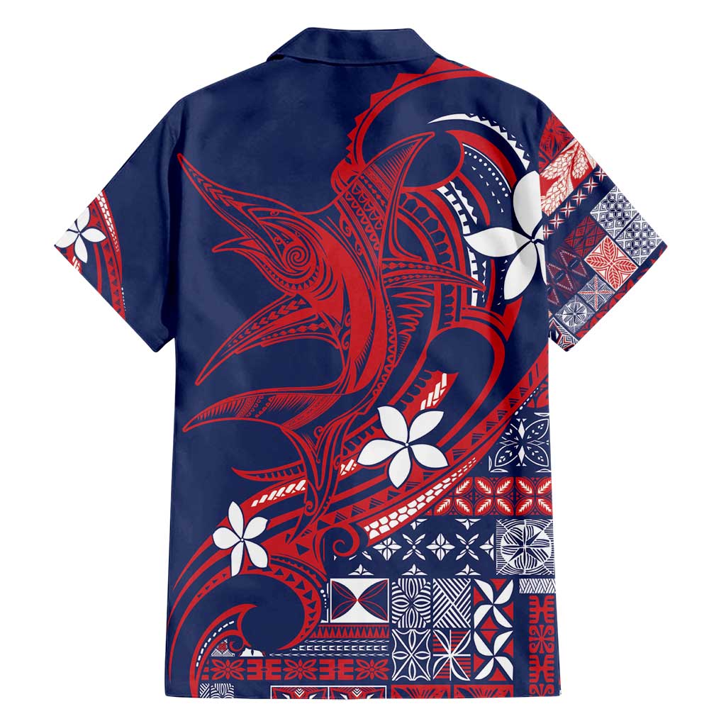 Samoa Manuia le Aso Tuto'atasi Family Matching Off Shoulder Maxi Dress and Hawaiian Shirt Siapo Mamanu Mix Tatau Marlin - Flag Color LT7 - Polynesian Pride