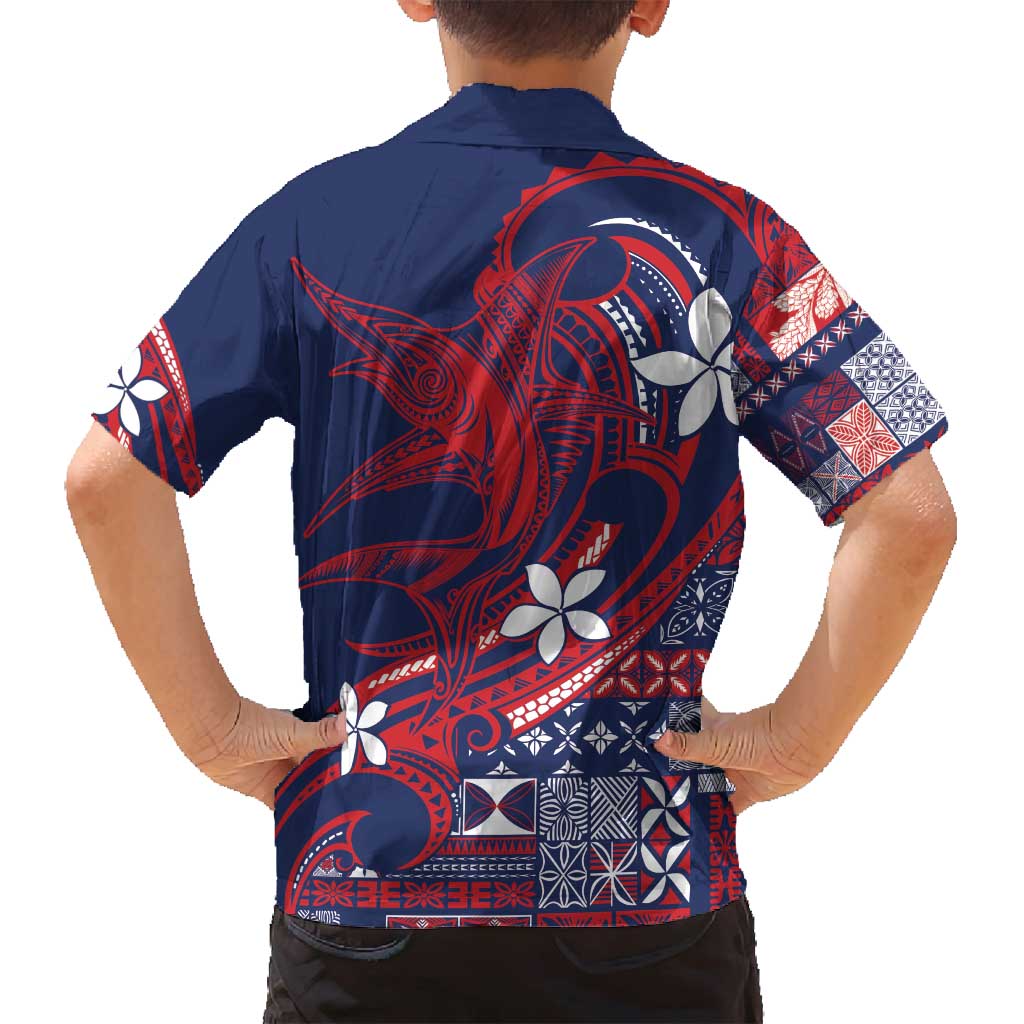 Samoa Manuia le Aso Tuto'atasi Family Matching Puletasi and Hawaiian Shirt Siapo Mamanu Mix Tatau Marlin - Flag Color LT7 - Polynesian Pride