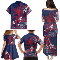 Samoa Manuia le Aso Tuto'atasi Family Matching Puletasi and Hawaiian Shirt Siapo Mamanu Mix Tatau Marlin - Flag Color LT7 - Polynesian Pride