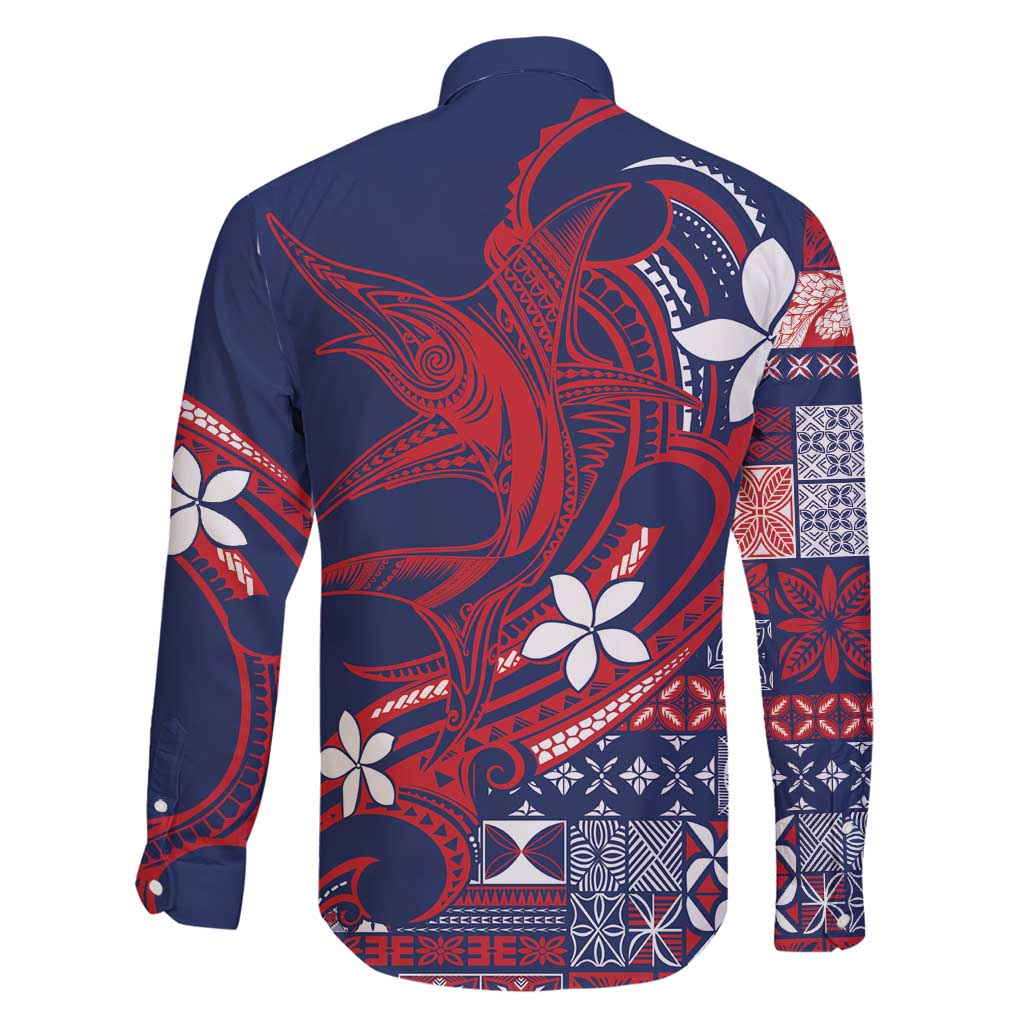 Samoa Manuia le Aso Tuto'atasi Family Matching Puletasi and Hawaiian Shirt Siapo Mamanu Mix Tatau Marlin - Flag Color LT7 - Polynesian Pride