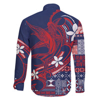 Samoa Manuia le Aso Tuto'atasi Family Matching Short Sleeve Bodycon Dress and Hawaiian Shirt Siapo Mamanu Mix Tatau Marlin - Flag Color LT7 - Polynesian Pride