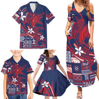 Samoa Manuia le Aso Tuto'atasi Family Matching Summer Maxi Dress and Hawaiian Shirt Siapo Mamanu Mix Tatau Marlin - Flag Color LT7 - Polynesian Pride