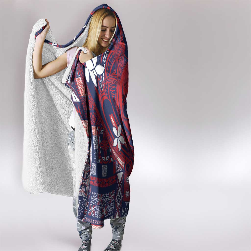 Samoa Manuia le Aso Tuto'atasi Hooded Blanket Siapo Mamanu Mix Tatau Marlin - Flag Color