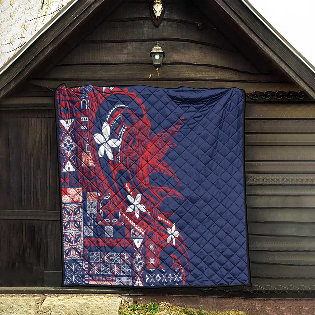 Samoa Manuia le Aso Tuto'atasi Quilt Siapo Mamanu Mix Tatau Marlin - Flag Color