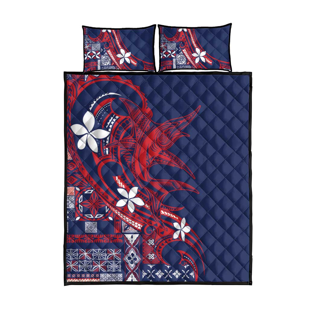 Samoa Manuia le Aso Tuto'atasi Quilt Bed Set Siapo Mamanu Mix Tatau Marlin - Flag Color