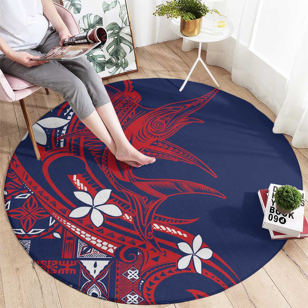 Samoa Manuia le Aso Tuto'atasi Round Carpet Siapo Mamanu Mix Tatau Marlin - Flag Color