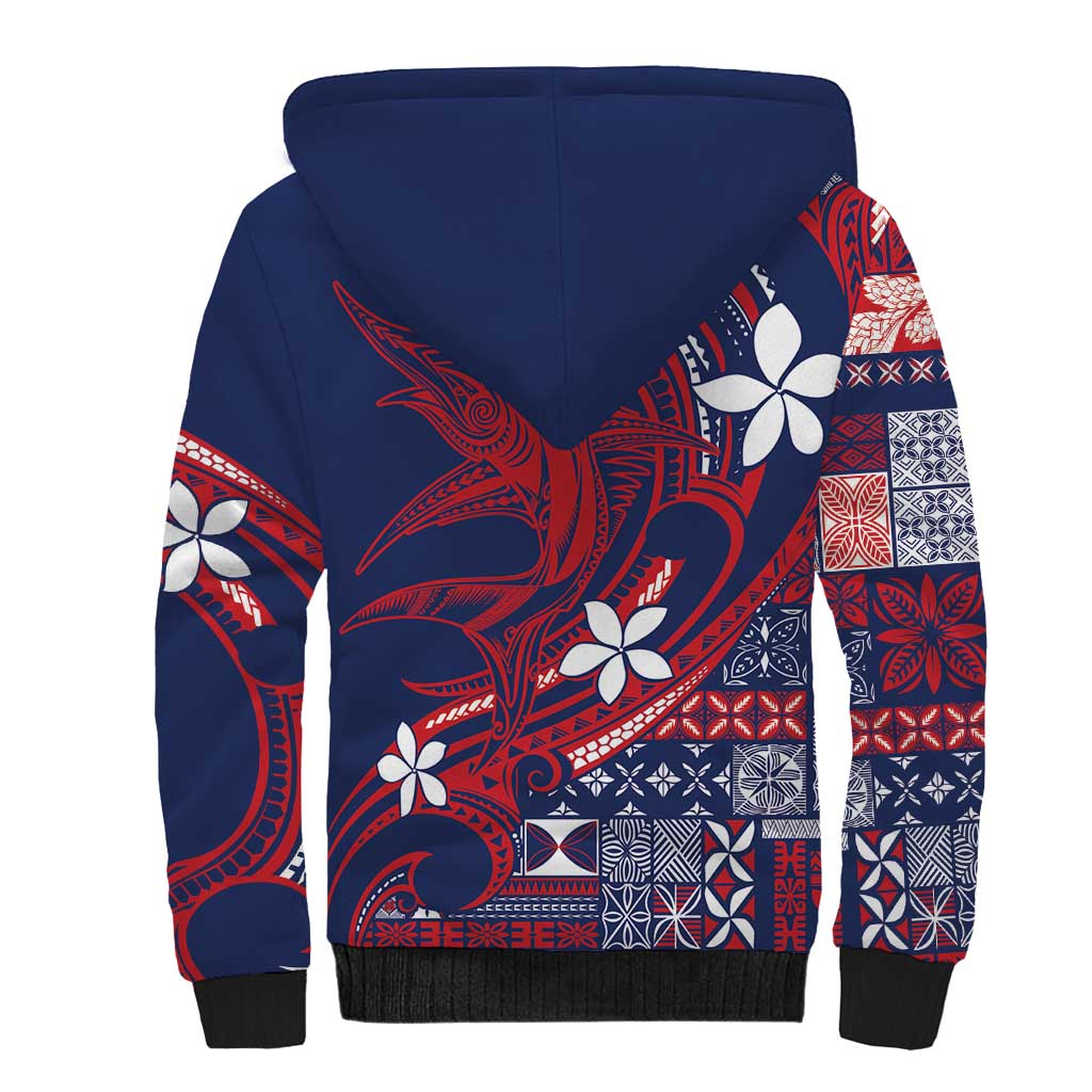 Samoa Manuia le Aso Tuto'atasi Sherpa Hoodie Siapo Mamanu Mix Tatau Marlin - Flag Color